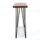 Modern Industrial Breakfast Bar Table, Metal Hairpin Legs & Wood Veneer Top - Natural