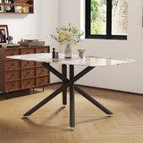 Luxurious Marble Patterned Dining Table With Metal Fork Legs