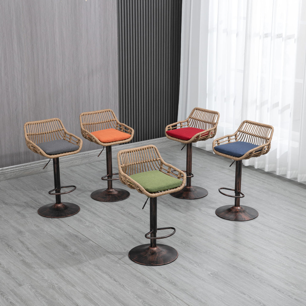 Modern Swivel Bar Stools Adjustable Counter Chairs With Footrest (Set of 2)