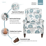 Push Back Recliner Chair Upholstered Recliner Armchair With Classic Wing Back And Solid Gourd-Shaped Legs