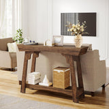 Console Table With 2 Tier Storage - Rustic Brown