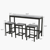 Modern Design Long Dining Table Set With 3 Stools