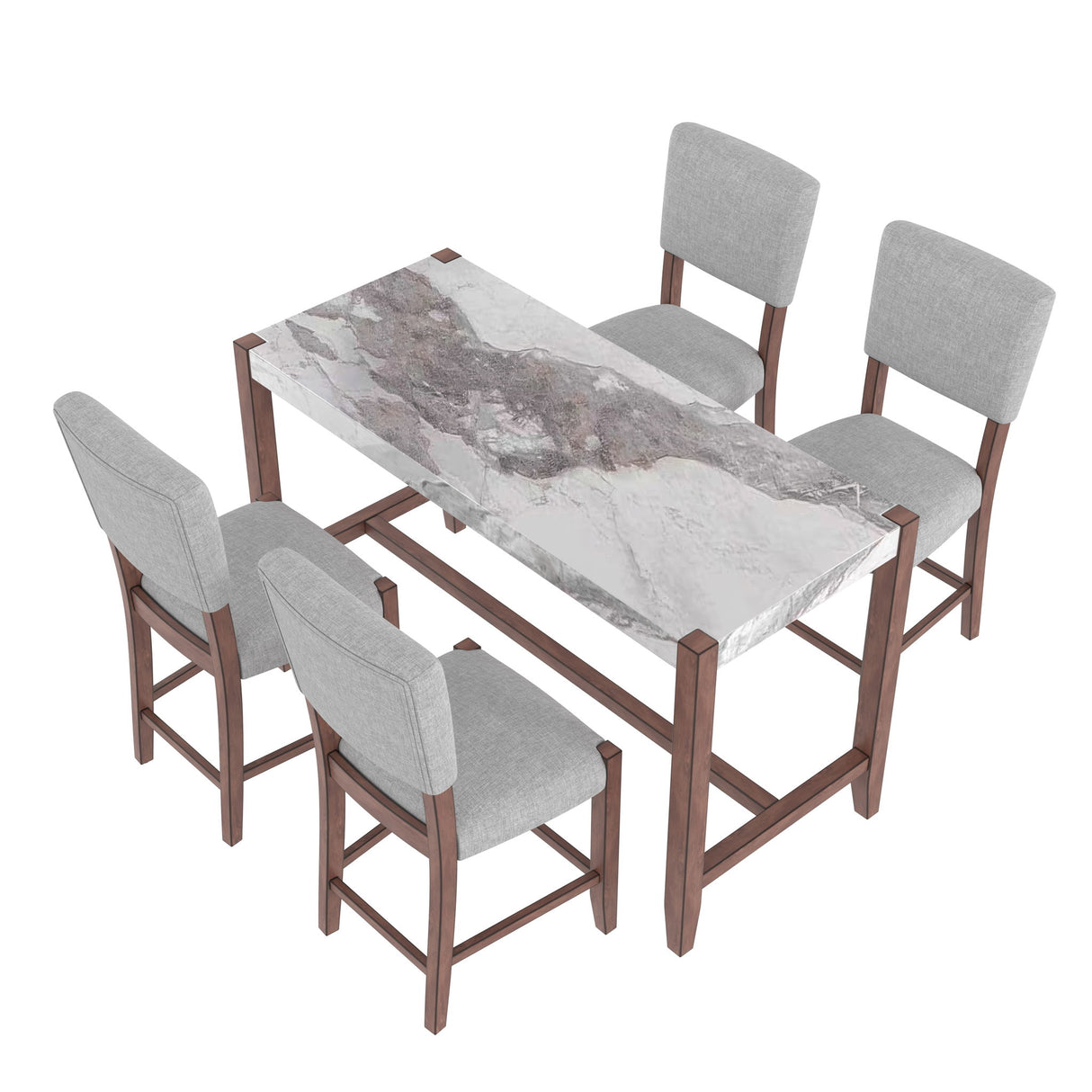 5 Piece Counter Height Dining Set With 4 Upholstered Chairs