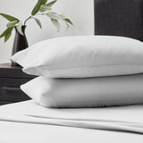 Linen-Weave Cotton Split Queen Sheet Set - White