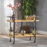 Modern Industrial Bar Cart With Shelving And Casters