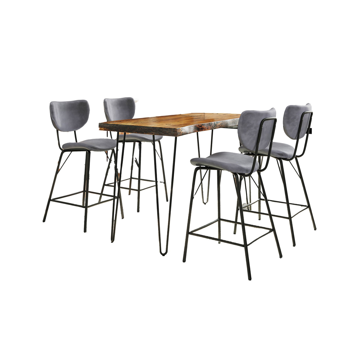 Nature's Edge - 5 Piece Counter Set With Modern Barstools - Chestnut