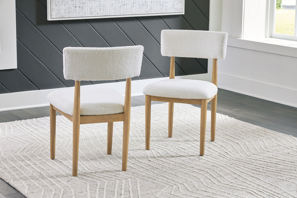 Sawdyn - White / Light Brown - Dining Upholstered Side Chair (Set of 2)