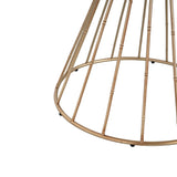 Hollow - Edge Retro Art Pine Side Table With Antique And Natural Color, Iron And Pine Construction - Antique Gold / Natural