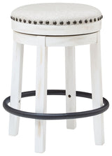 Valebeck - 5 Pc. - Counter Table With Wine Rack, 4 Swivel Stools - White / Brown