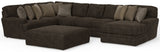 Mammoth - 3 Piece Sectional With Cocktail Ottoman (RSF Chaise) - Chocolate