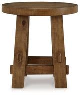Mackifeld - Round End Table - Warm Brown