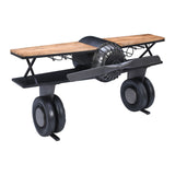 Glory Days - Maverick Vintage Bi-Plane Console Bar - Gunmetal Gray / Natural