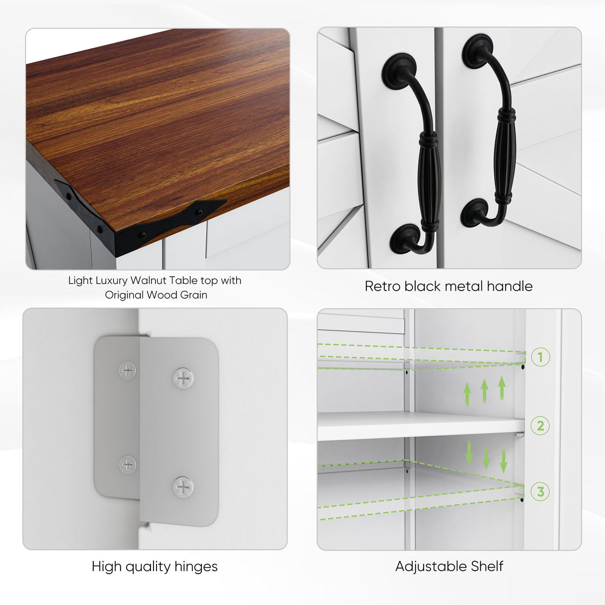 Farmhouse Storage Cabinet With Drawer And Adjustable Shelf