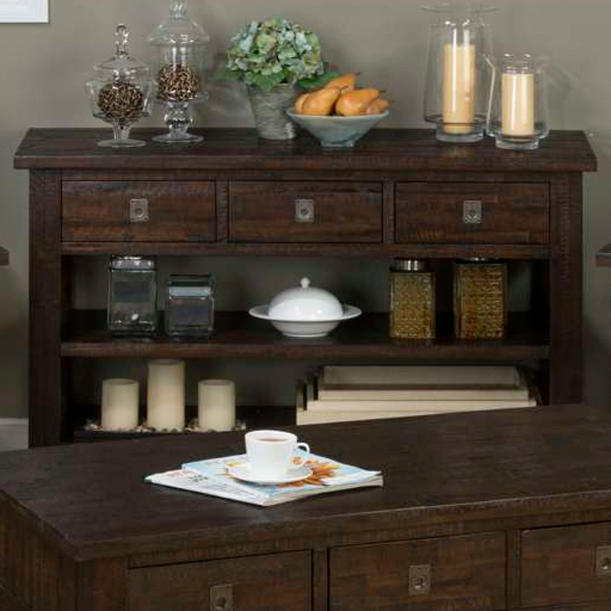 Kona Grove - Sofa Console - Chocolate Dark Brown
