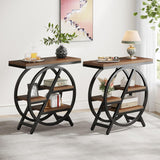 Modern Narrow End Table With 3 Tier Shelves