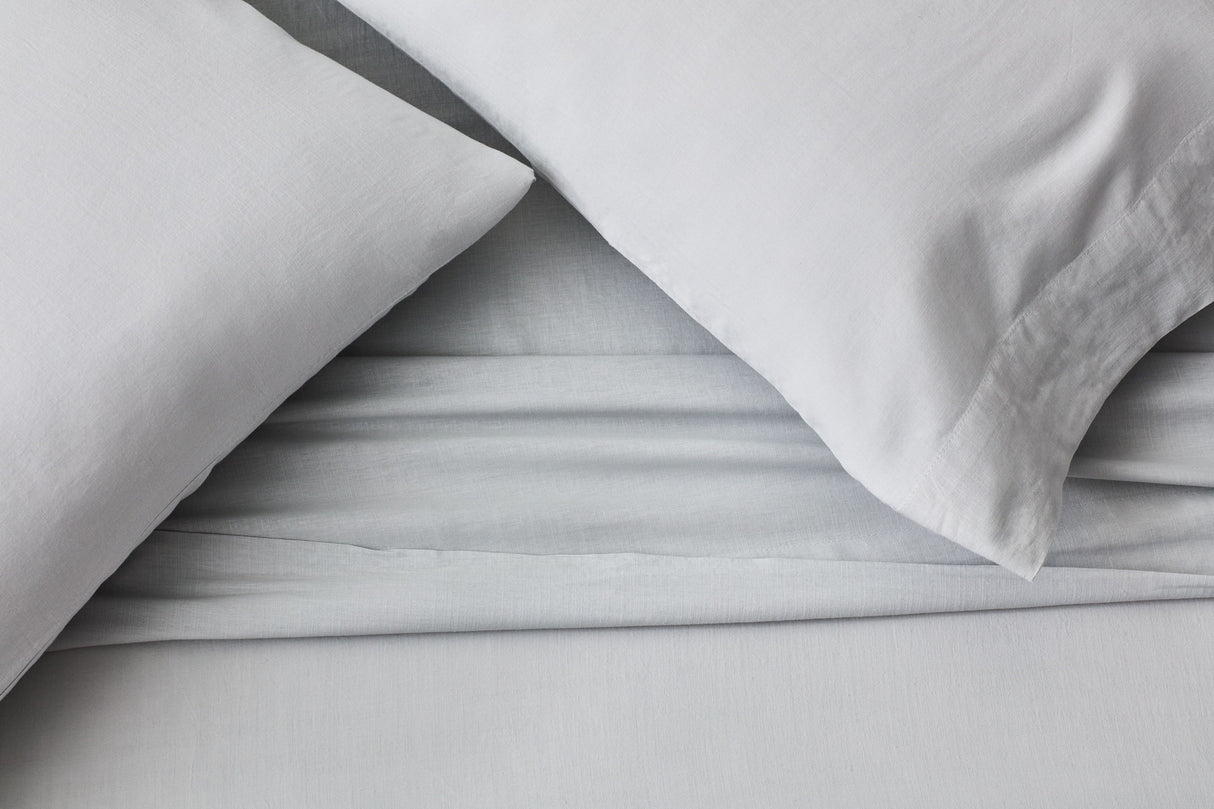 Linen-Weave Cotton King Sheet Set - Fog