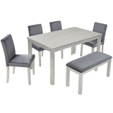 Dining Table Set, Table With A Rectangular Table And Upholstered Chairs