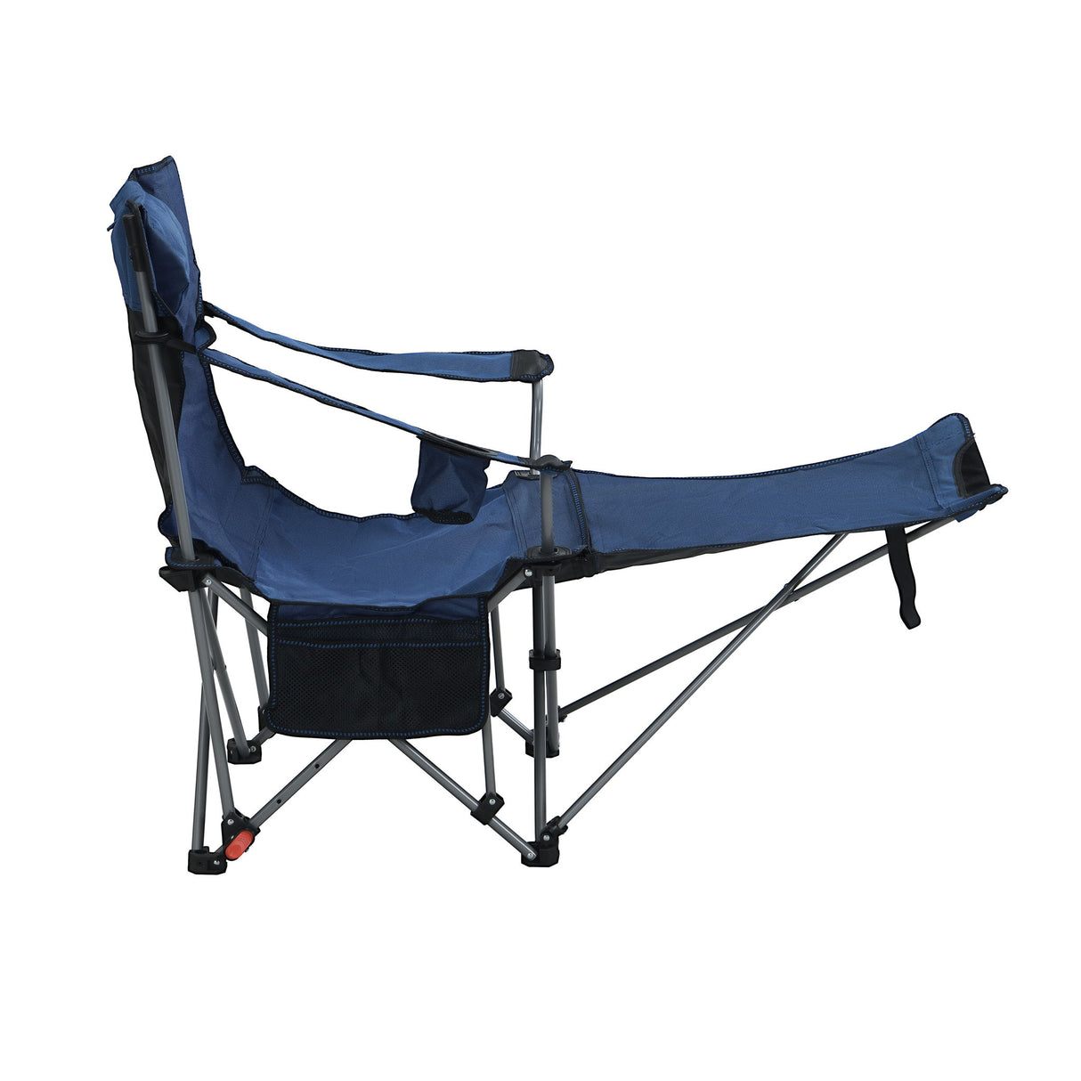Outdoor Camping Chair With 3 Level Reclining, Side Pockets & Cup Holder, Folding With Carry Bag - Dark Blue