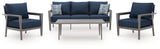 Gali - Gray / Blue - Sofa / Chairs / Table Set (Set of 4)