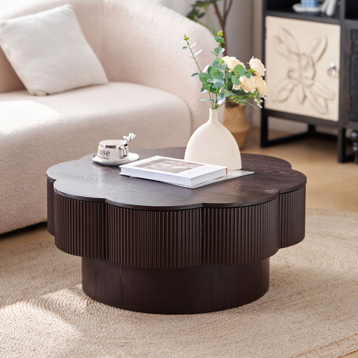 Modern Plum Blossom Shaped Coffee Table With Storage