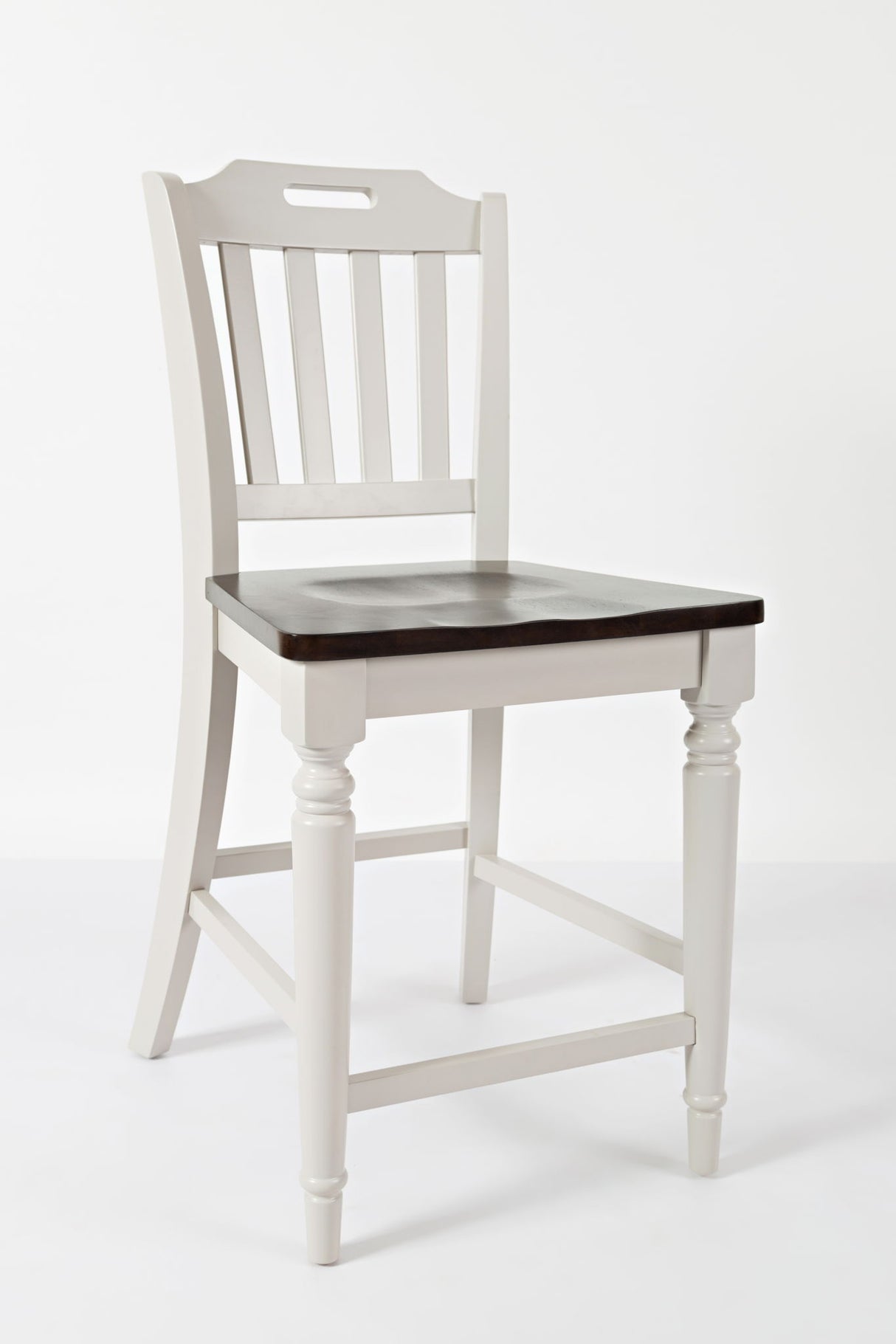 Orchard Park - Slatback Counter Stool (Set of 2) - Soft Gray / Dark Brown