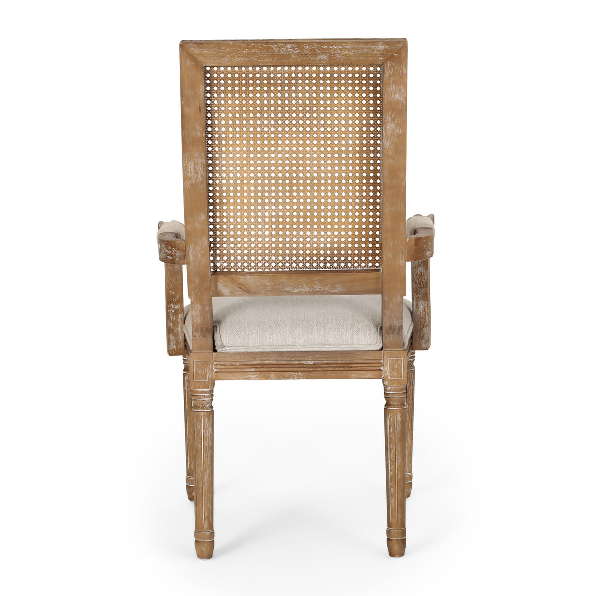 Elegant French Country Style Dining Chair With Cane Backrest