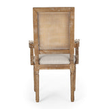 Elegant French Country Style Dining Chair With Cane Backrest