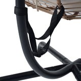 Sora - Outdoor Patio Wicker Hanging Chair With Stand - Beige / Brown