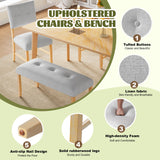 Rustic Farmhouse Dining Room Rectangular Table With 4 Upholstered Chairs And Bench