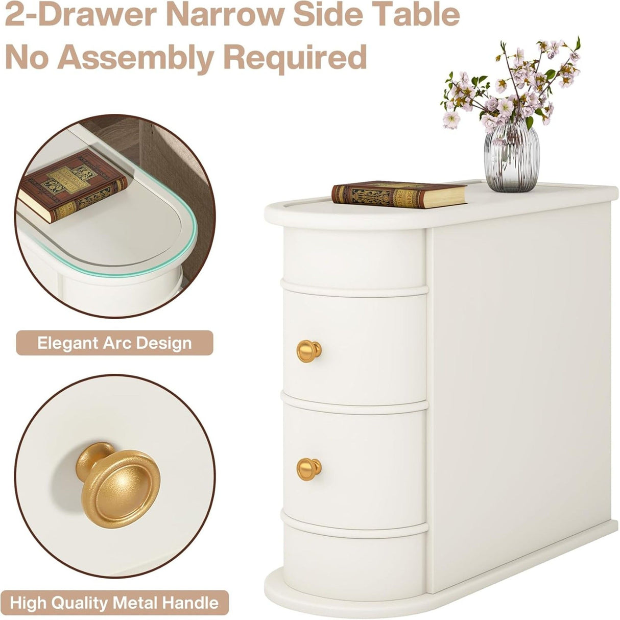 Narrow 2 Drawer End Table