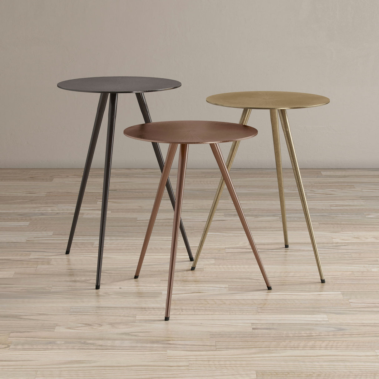 Global Archive - Carly Accent Tables - Black And Brass And Copper
