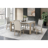 Vanilla - Real Marble Dining Table And Chair Set With Upholstery - Beige / Natural