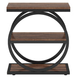 Industrial Narrow End Table With 3 Shelves