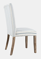 Eastern Tides - Upholstered Dining Chair (Set of 2) - Blue Stripe / White