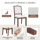 6 Piece Extendable Dining Table Set, Wood Table With Removable Leaf, 4 Upholstered Chairs And Bench - Cherry