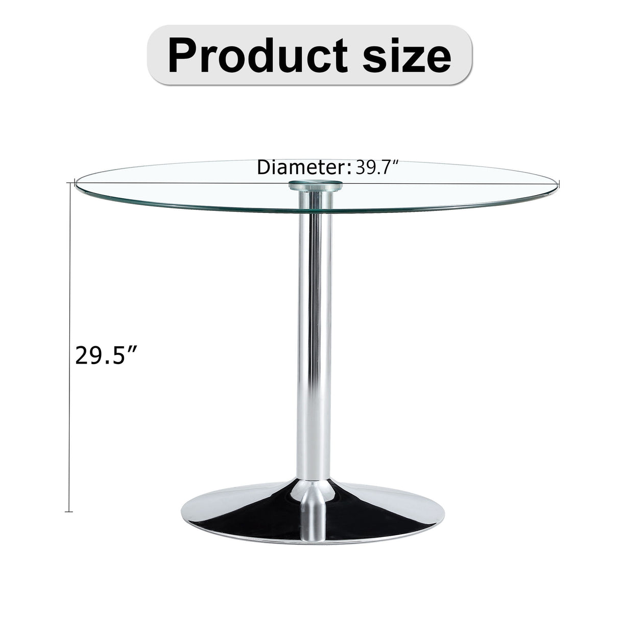 Modern Minimalist Circular Dining Table With Glass Top And Electroplated Metal Legs For Restaurants And Living Rooms - Silver / Transparent