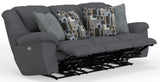 Trifecta - Power Sofa With 3 Recliners And Drop Down Table - Smoke