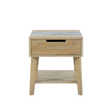Calgary - Sintered Stone Inlay Side Table - Brown