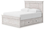 Makidern - Panel Storage Bed With 2 Under Bed Storage Units