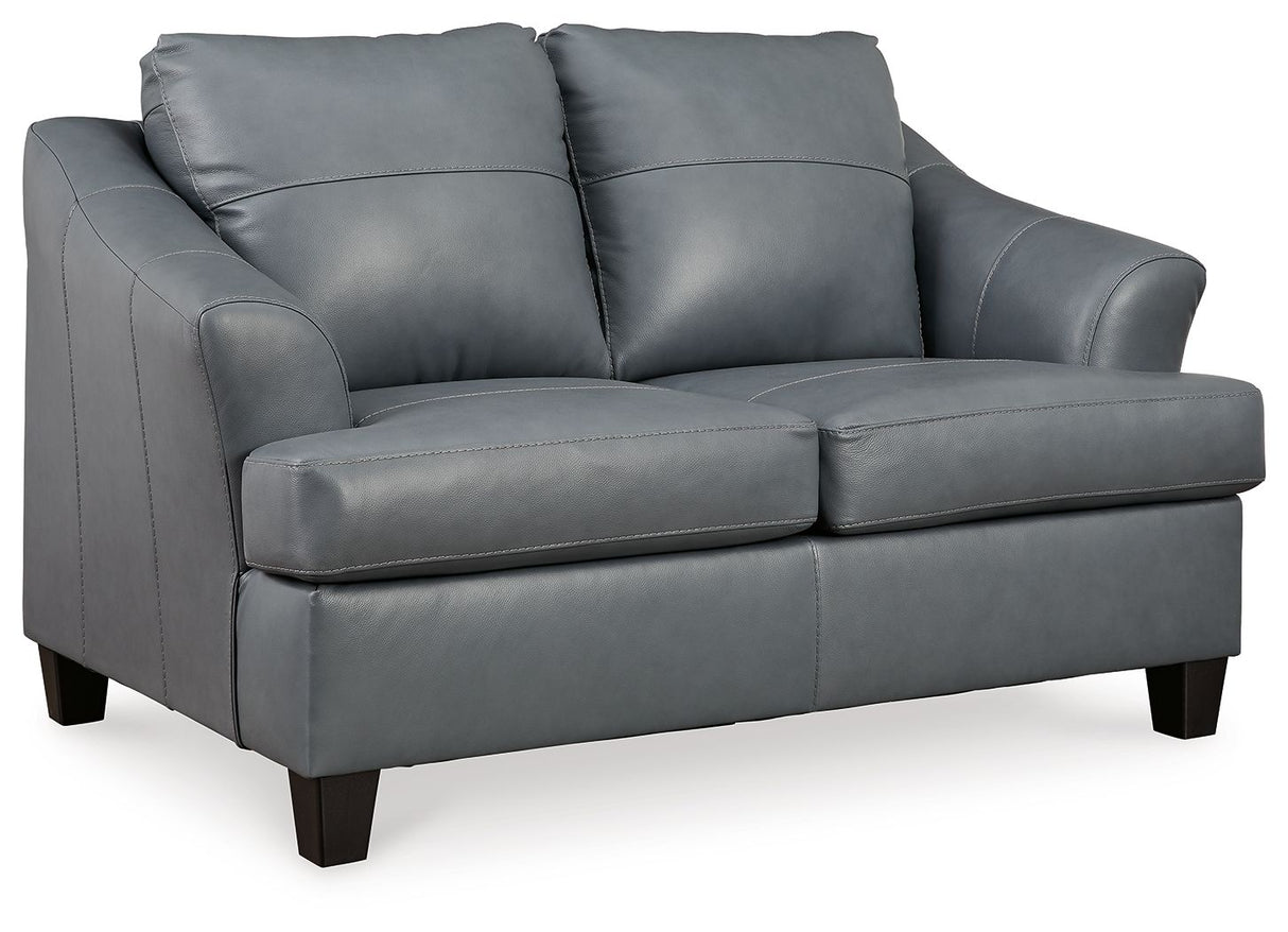 Genoa - Steel - Loveseat - Leather Match