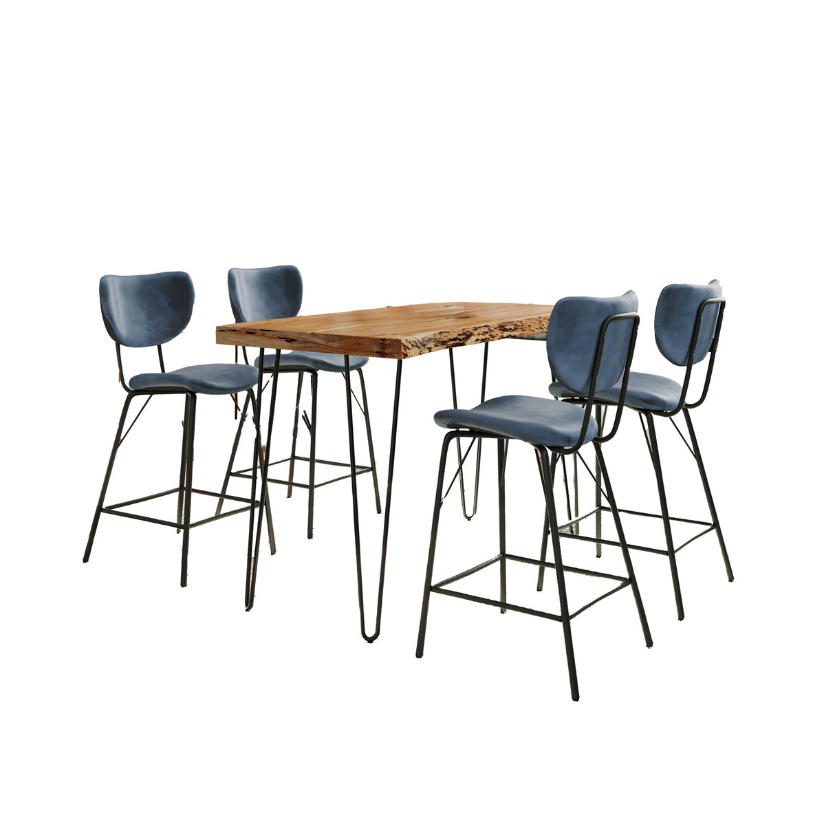Nature's Edge - 5 Piece Counter Set With Modern Barstools - Natural