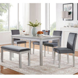 Dining Table Set, Table With A Rectangular Table And Upholstered Chairs