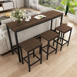 Modern Design Long Dining Table Set With 3 Stools