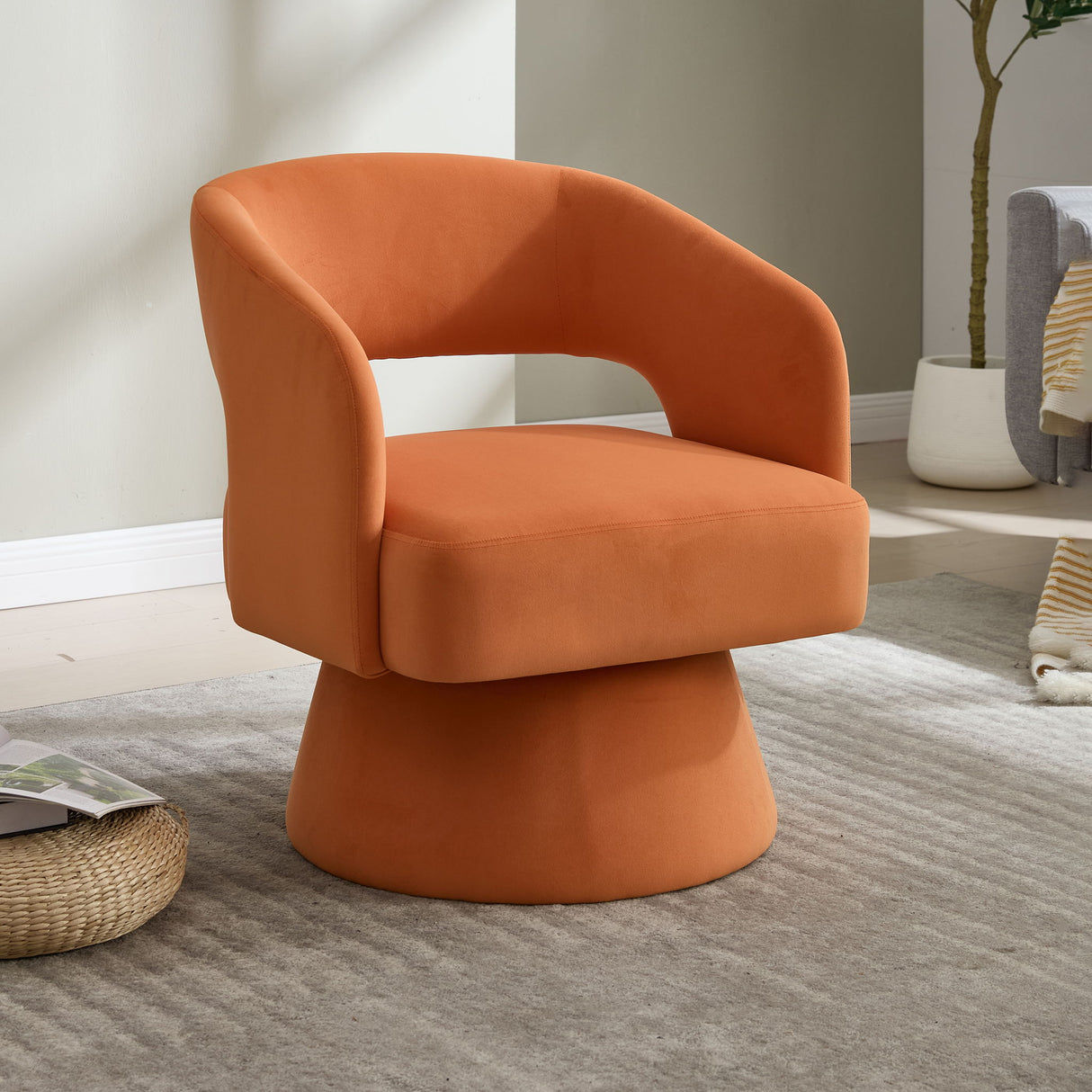 Swivel Barrel Chair With 360 Degree Rotation