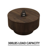 Modern Circular Coffee Table With Stripe Design And Storage Space