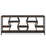 Tribesigns - Extra Long Narrow Sofa Console Table With 4 Tier Storage Shelves - Rustic Brown