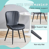 Minimalist Ergonomic Dining Chair (Set of 4) With Curved Cushions And Metal Frame - Black