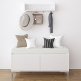 Wall Mounted Entryway Shelf With Hooks And Storage Bench Set - Off White