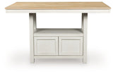 Purlaney - Antique White / Natural - Rectangular Dining Room Counter Table