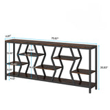 Tribesigns - Extra Long Narrow Sofa Console Table With 4 Tier Storage Shelves - Rustic Brown
